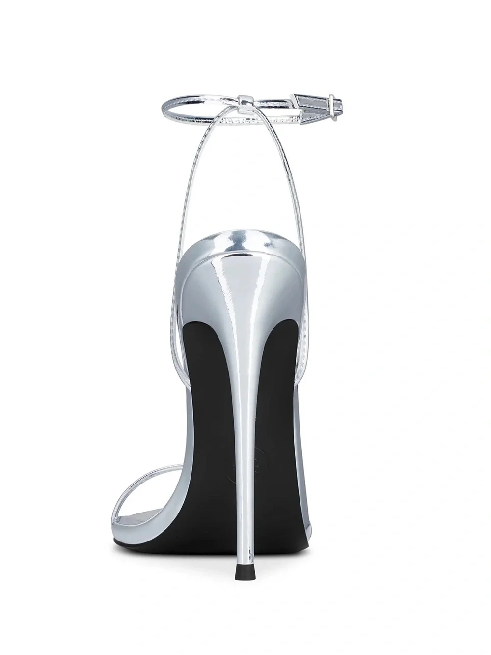 FEMME LA Silver Metallic Stiletto Ankle-Strap Sandal
